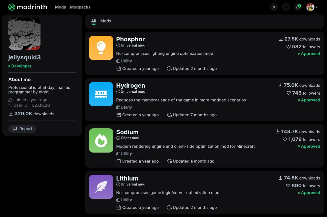 A user's profile